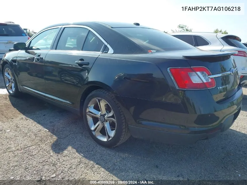 2010 Ford Taurus Sho VIN: 1FAHP2KT7AG106218 Lot: 40059269