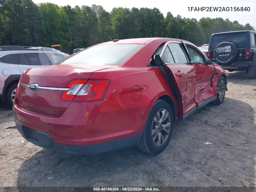 2010 Ford Taurus Sel VIN: 1FAHP2EW2AG156840 Lot: 40186304