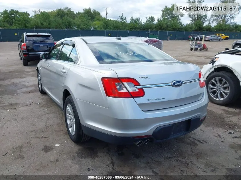 1FAHP2DW2AG115187 2010 Ford Taurus Se