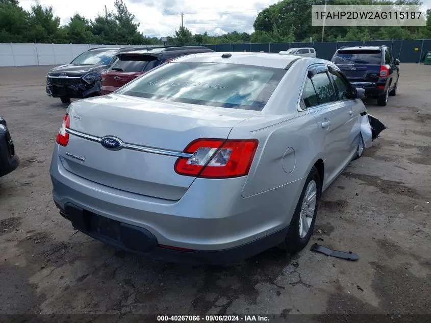 1FAHP2DW2AG115187 2010 Ford Taurus Se