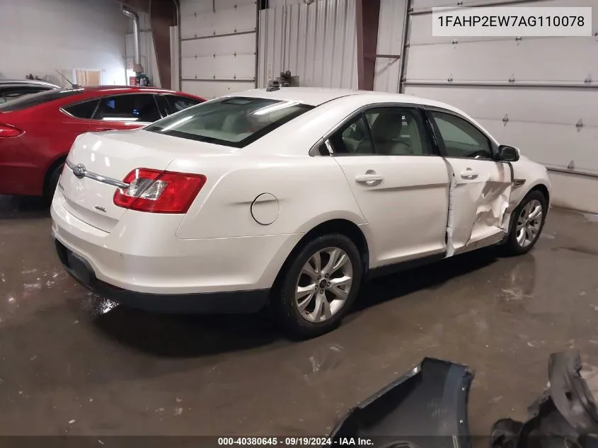 2010 Ford Taurus Sel VIN: 1FAHP2EW7AG110078 Lot: 40380645