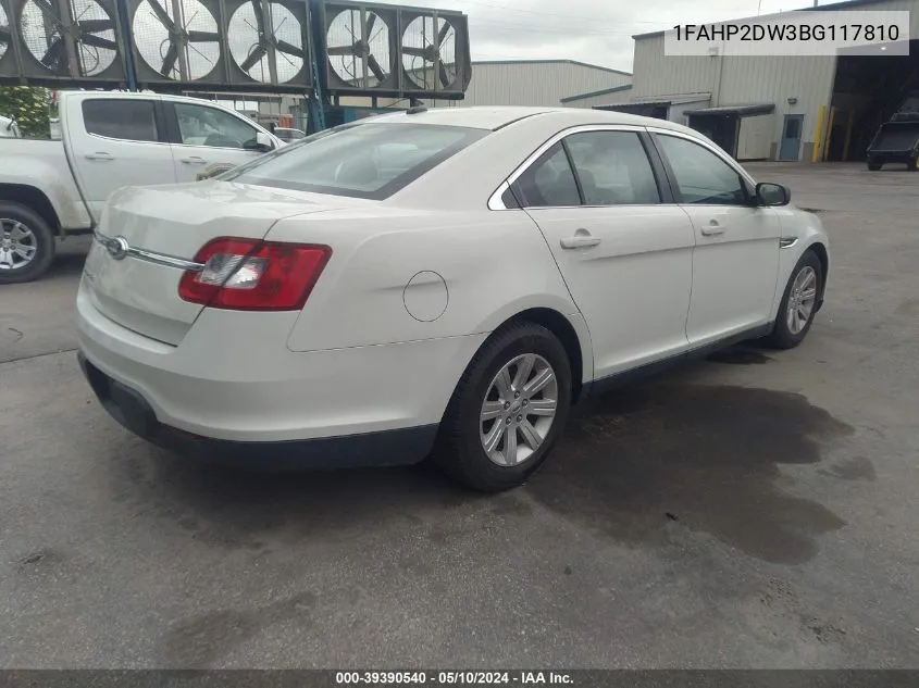 2011 Ford Taurus Se VIN: 1FAHP2DW3BG117810 Lot: 39390540