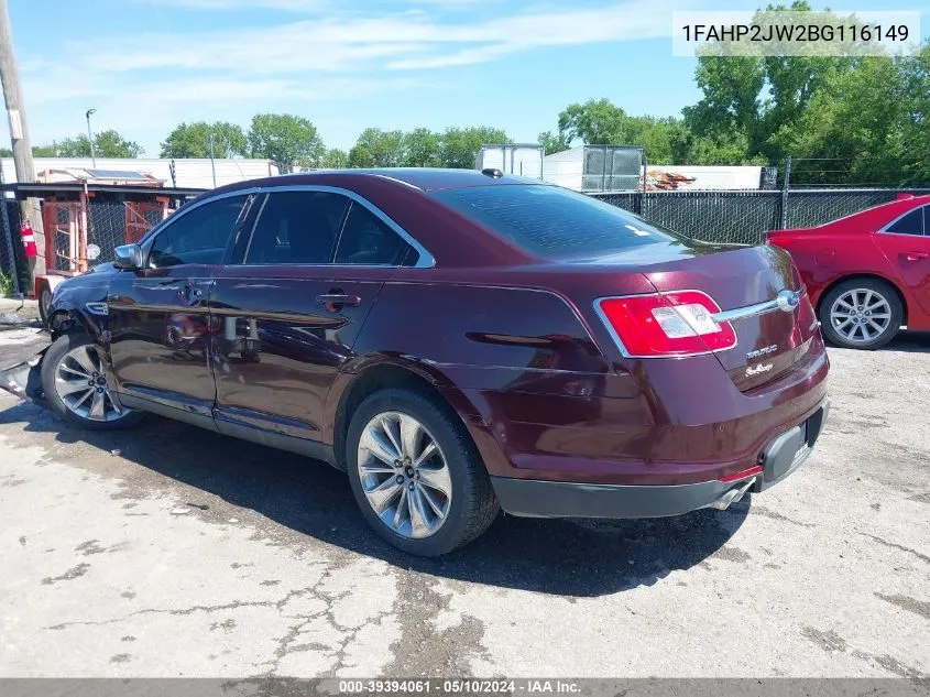 2011 Ford Taurus Limited VIN: 1FAHP2JW2BG116149 Lot: 39394061