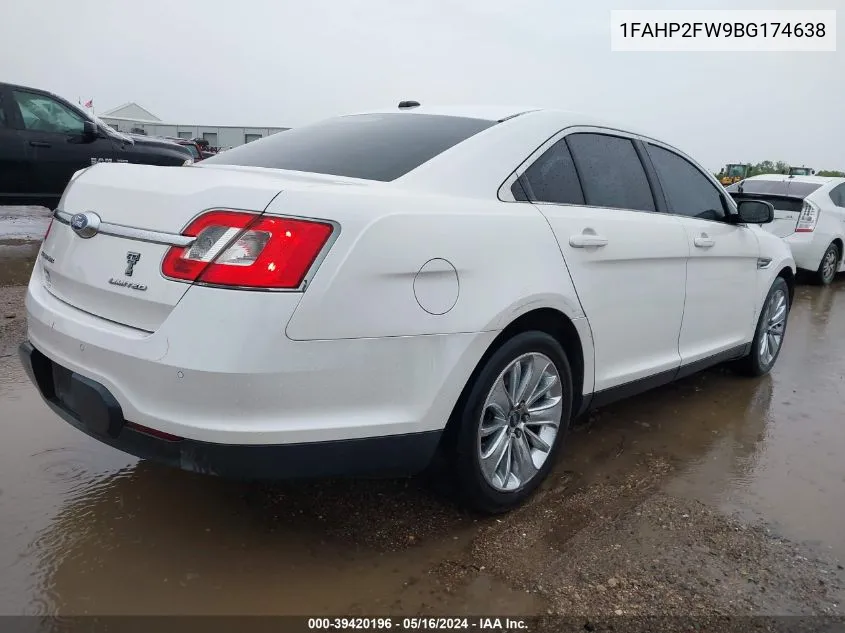 2011 Ford Taurus Limited VIN: 1FAHP2FW9BG174638 Lot: 39420196