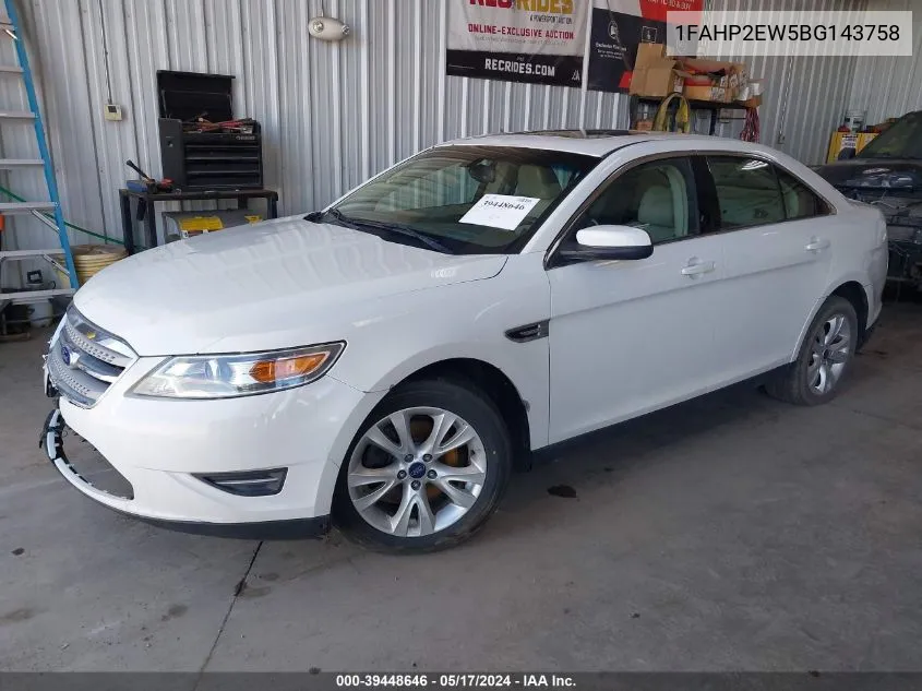 2011 Ford Taurus Sel VIN: 1FAHP2EW5BG143758 Lot: 39448646