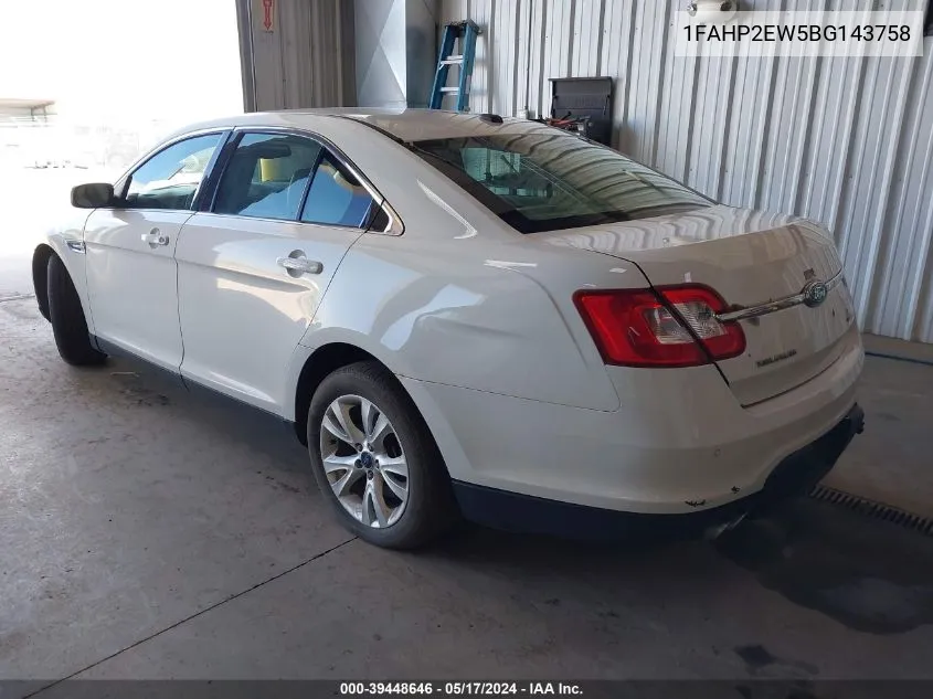 2011 Ford Taurus Sel VIN: 1FAHP2EW5BG143758 Lot: 39448646