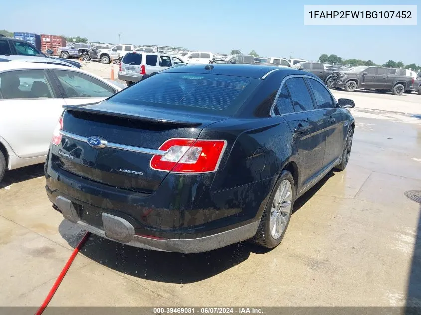 1FAHP2FW1BG107452 2011 Ford Taurus Limited