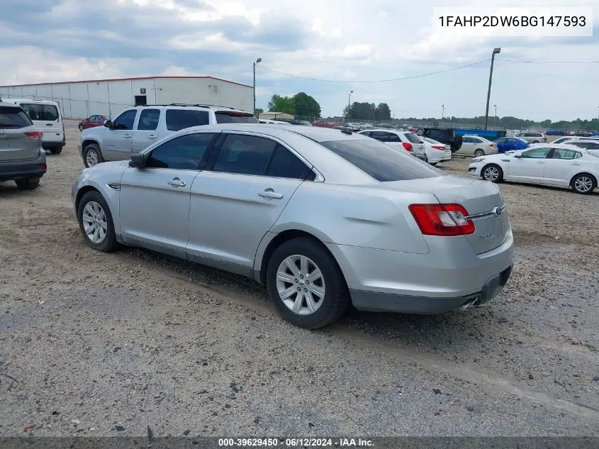 2011 Ford Taurus Se VIN: 1FAHP2DW6BG147593 Lot: 39629450