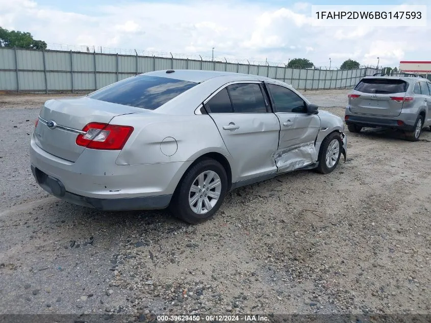 2011 Ford Taurus Se VIN: 1FAHP2DW6BG147593 Lot: 39629450