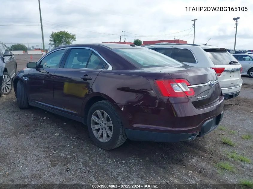 2011 Ford Taurus Se VIN: 1FAHP2DW2BG165105 Lot: 39884863