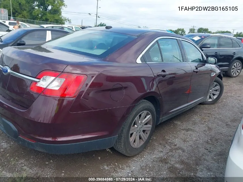 2011 Ford Taurus Se VIN: 1FAHP2DW2BG165105 Lot: 39884863