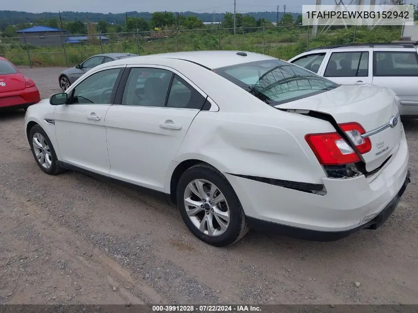 2011 Ford Taurus Sel VIN: 1FAHP2EWXBG152942 Lot: 39912028