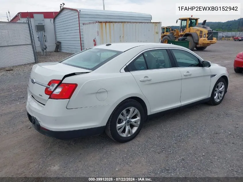 2011 Ford Taurus Sel VIN: 1FAHP2EWXBG152942 Lot: 39912028