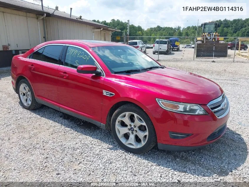 2011 Ford Taurus Sel VIN: 1FAHP2EW4BG114316 Lot: 39988209