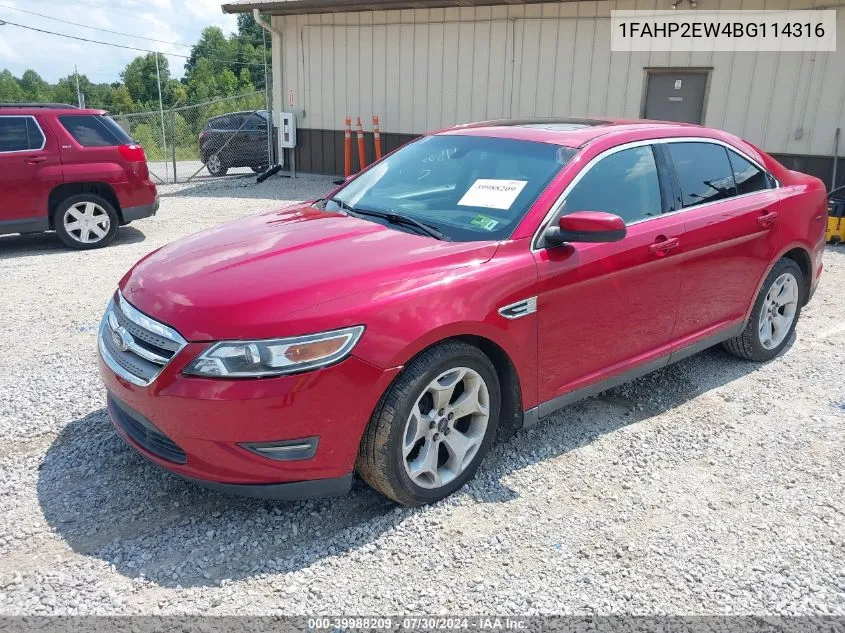 2011 Ford Taurus Sel VIN: 1FAHP2EW4BG114316 Lot: 39988209