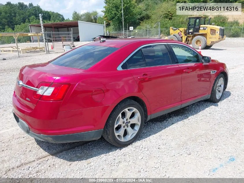 2011 Ford Taurus Sel VIN: 1FAHP2EW4BG114316 Lot: 39988209