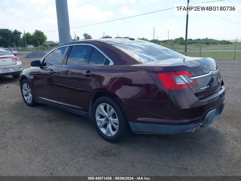 2011 Ford Taurus Sel VIN: 1FAHP2EW4BG180736 Lot: 40071436