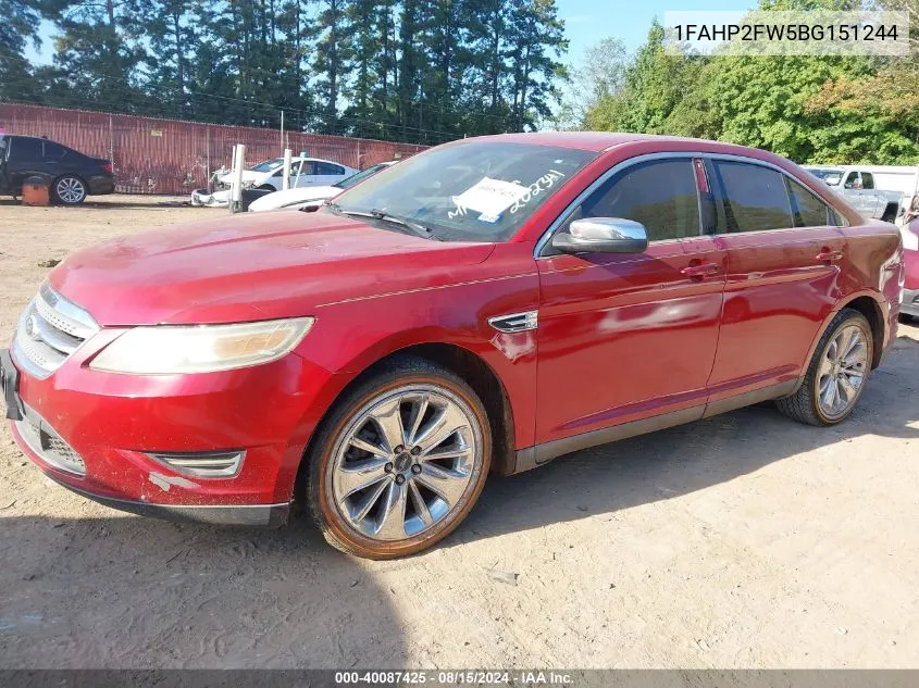 2011 Ford Taurus Limited VIN: 1FAHP2FW5BG151244 Lot: 40087425