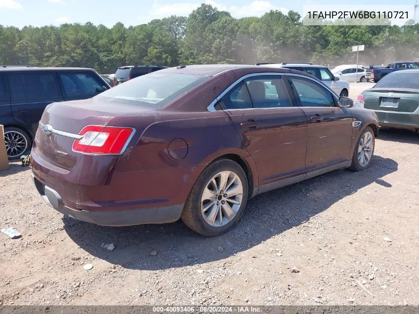 2011 Ford Taurus Limited VIN: 1FAHP2FW6BG110721 Lot: 40093406