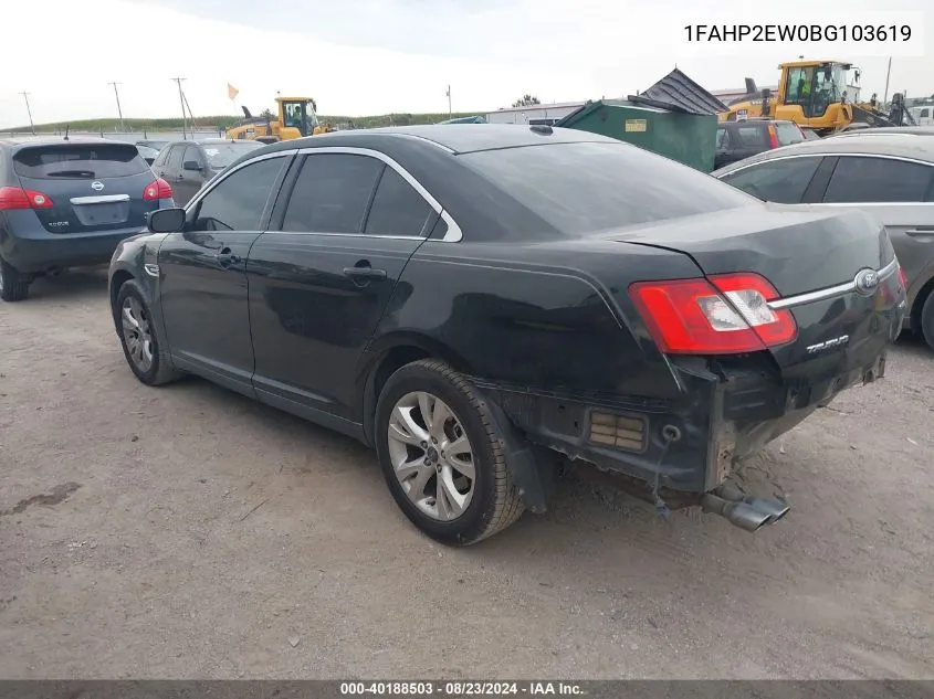 2011 Ford Taurus Sel VIN: 1FAHP2EW0BG103619 Lot: 40188503