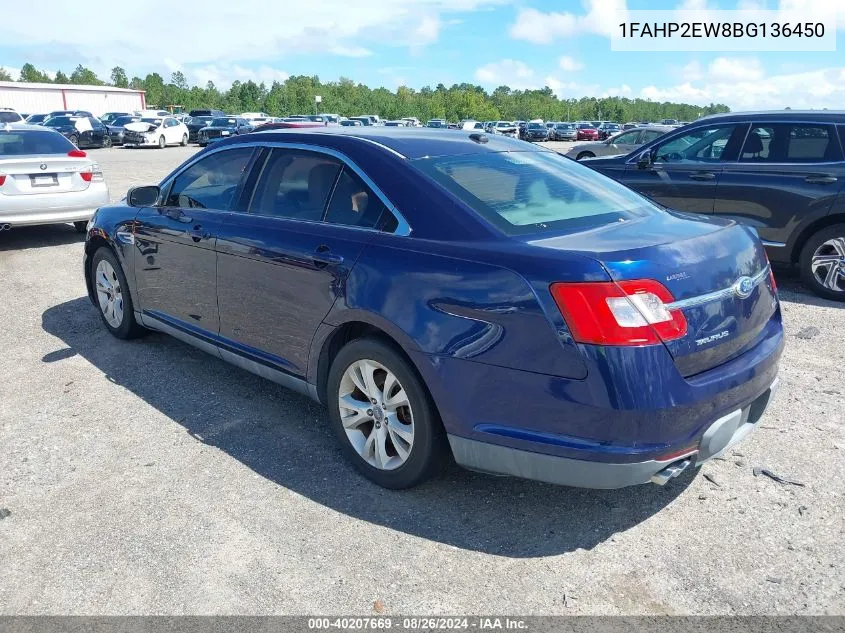 2011 Ford Taurus Sel VIN: 1FAHP2EW8BG136450 Lot: 40207669