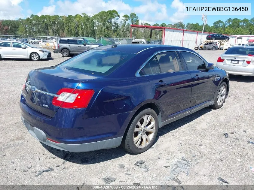 2011 Ford Taurus Sel VIN: 1FAHP2EW8BG136450 Lot: 40207669