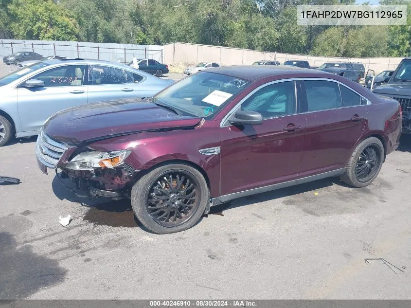 2011 Ford Taurus Se VIN: 1FAHP2DW7BG112965 Lot: 40246910