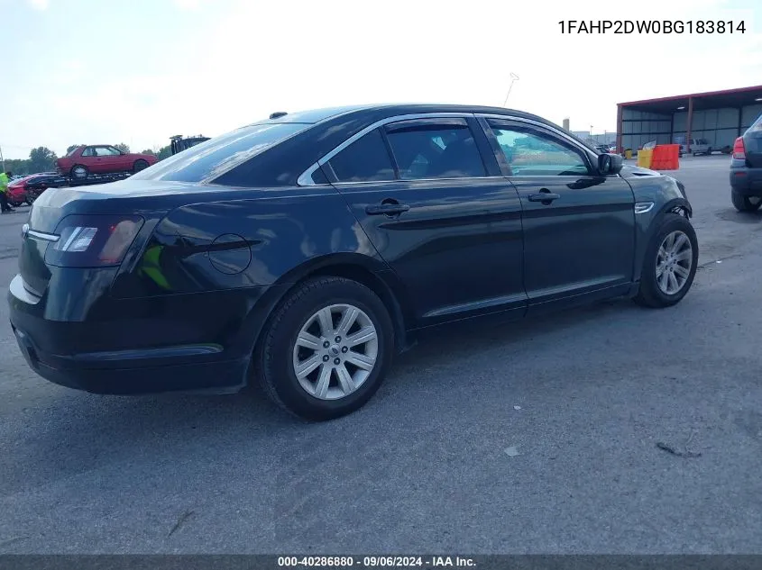 2011 Ford Taurus Se VIN: 1FAHP2DW0BG183814 Lot: 40286880