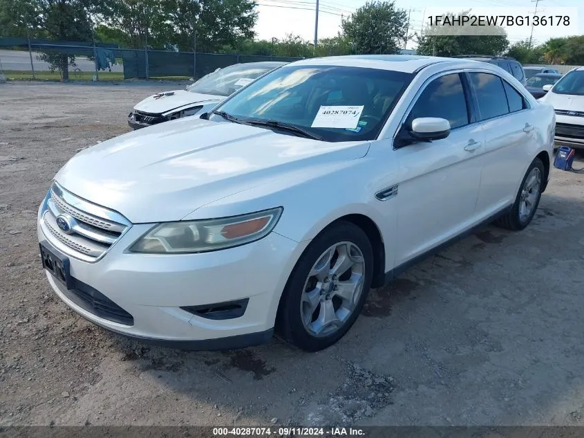 2011 Ford Taurus Sel VIN: 1FAHP2EW7BG136178 Lot: 40287074