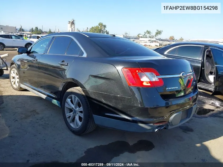 2011 Ford Taurus Sel VIN: 1FAHP2EW8BG154298 Lot: 40317289