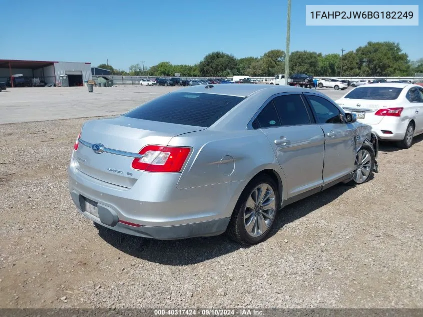 2011 Ford Taurus Limited VIN: 1FAHP2JW6BG182249 Lot: 40317424