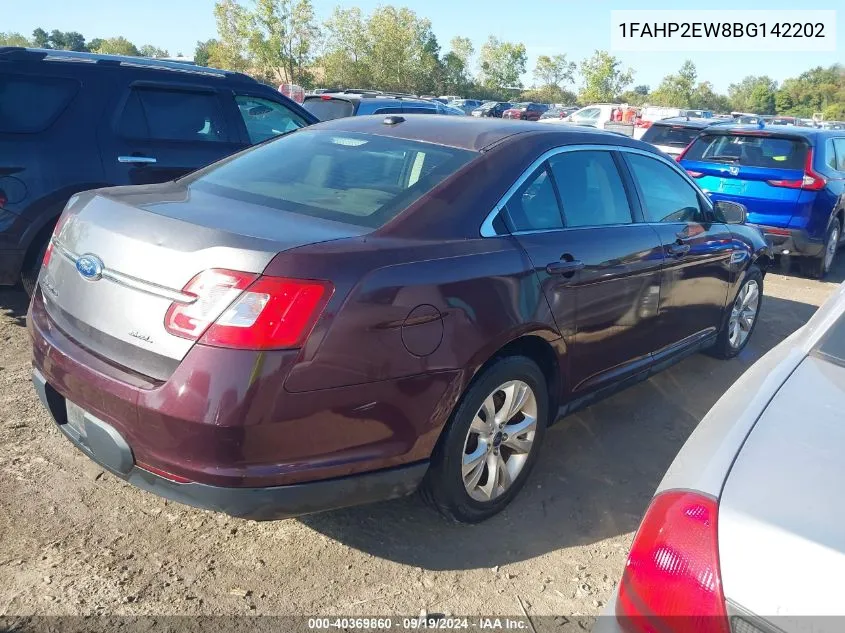 2011 Ford Taurus Sel VIN: 1FAHP2EW8BG142202 Lot: 40369860