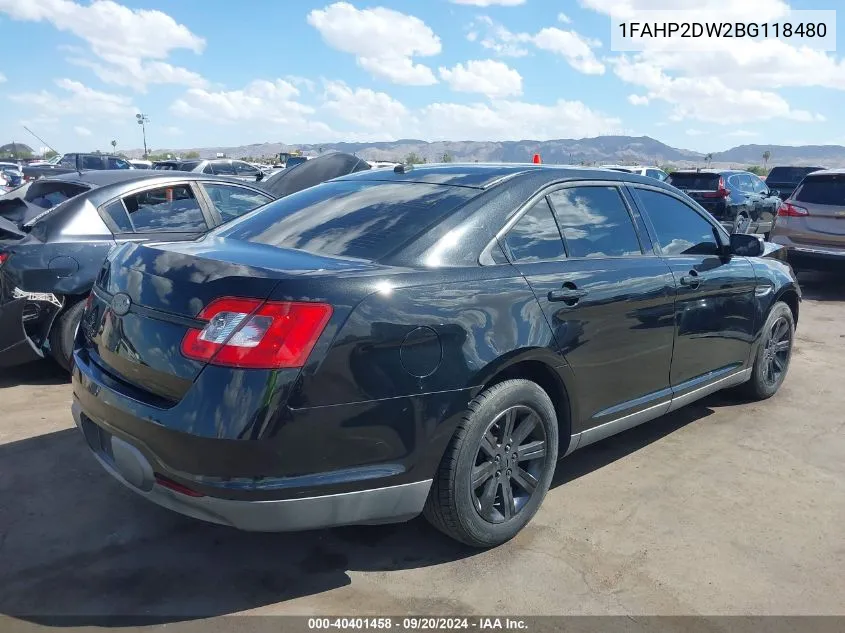 2011 Ford Taurus Se VIN: 1FAHP2DW2BG118480 Lot: 40401458