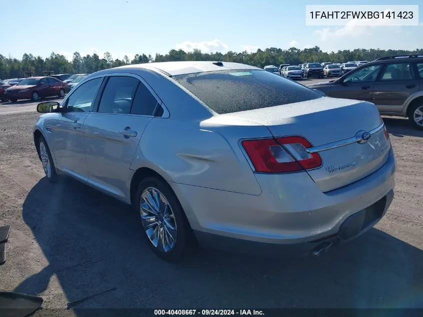 2011 Ford Taurus VIN: 1FAHT2FWXBG141423 Lot: 40408667