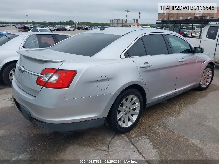 2011 Ford Taurus Se VIN: 1FAHP2DW1BG136548 Lot: 40437535