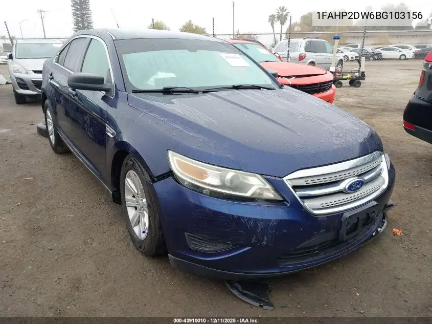 1FAHP2DW6BG103156 2011 Ford Taurus Se