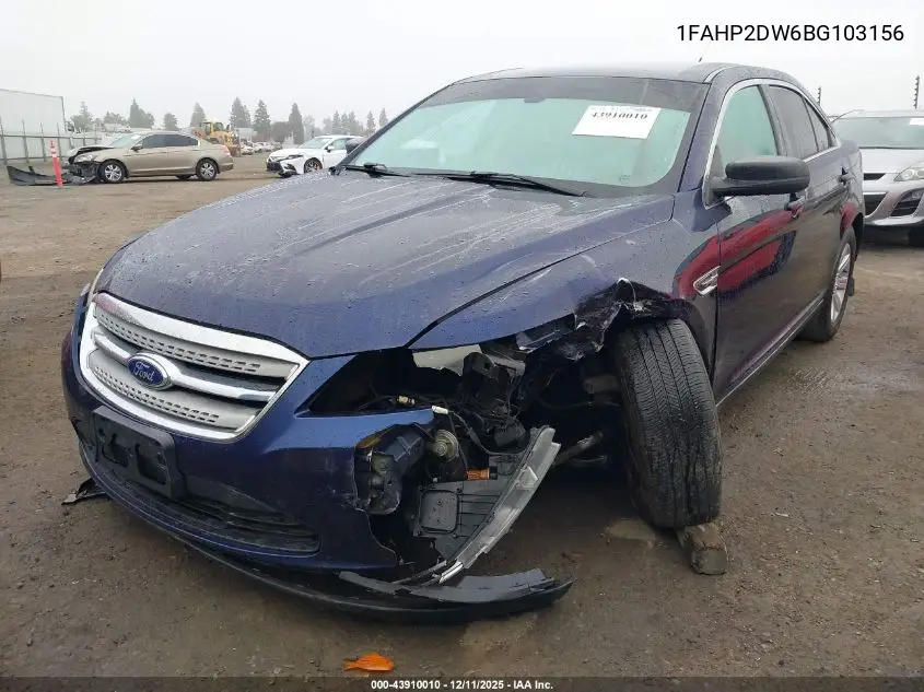 1FAHP2DW6BG103156 2011 Ford Taurus Se