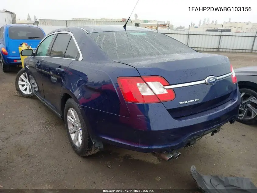 1FAHP2DW6BG103156 2011 Ford Taurus Se