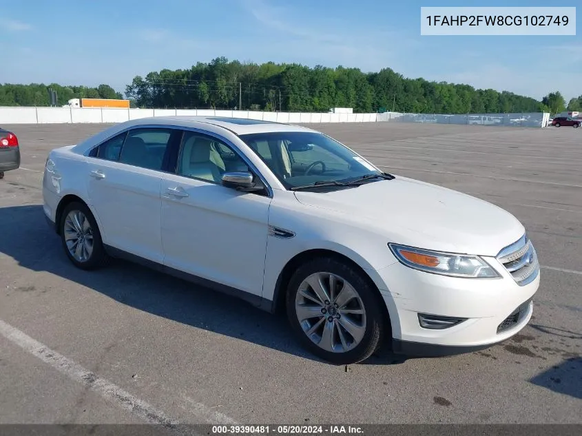 2012 Ford Taurus Limited VIN: 1FAHP2FW8CG102749 Lot: 39390481