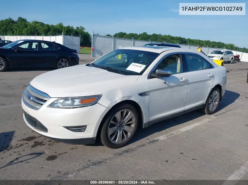 2012 Ford Taurus Limited VIN: 1FAHP2FW8CG102749 Lot: 39390481