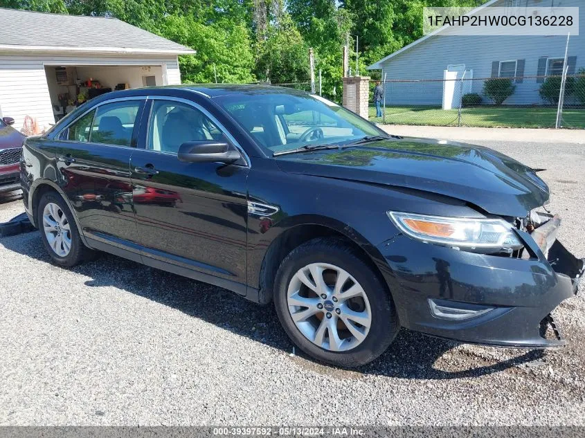 2012 Ford Taurus Sel VIN: 1FAHP2HW0CG136228 Lot: 39397592