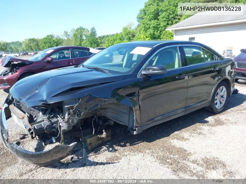 2012 Ford Taurus Sel VIN: 1FAHP2HW0CG136228 Lot: 39397592