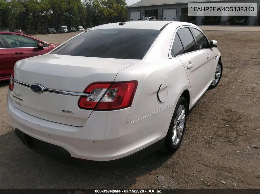 2012 Ford Taurus Sel VIN: 1FAHP2EW4CG138343 Lot: 39842844