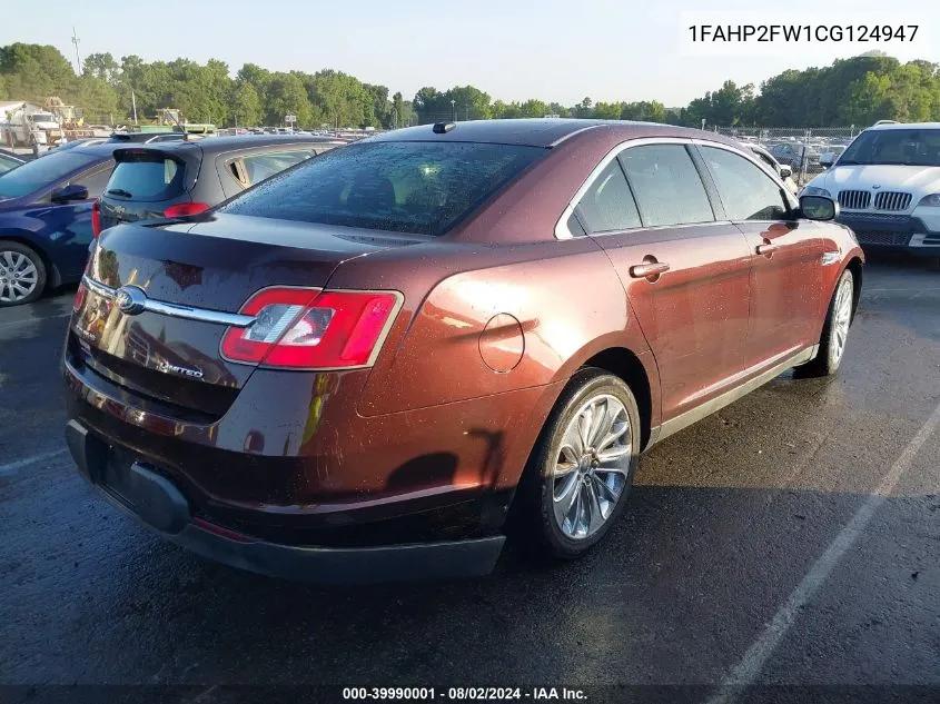 2012 Ford Taurus Limited VIN: 1FAHP2FW1CG124947 Lot: 39990001