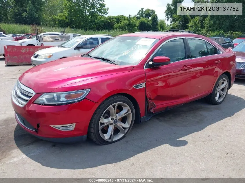 2012 Ford Taurus Sho VIN: 1FAHP2KT2CG137752 Lot: 40006243