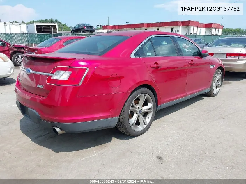 2012 Ford Taurus Sho VIN: 1FAHP2KT2CG137752 Lot: 40006243