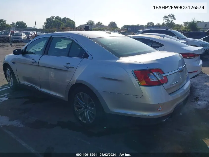 2012 Ford Taurus Limited VIN: 1FAHP2FW9CG126574 Lot: 40015201