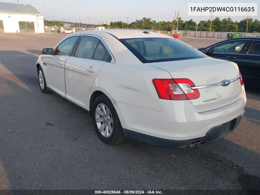 1FAHP2DW4CG116635 2012 Ford Taurus Se