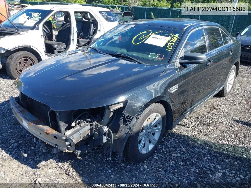 2012 Ford Taurus Se VIN: 1FAHP2DW4CG116683 Lot: 40042433