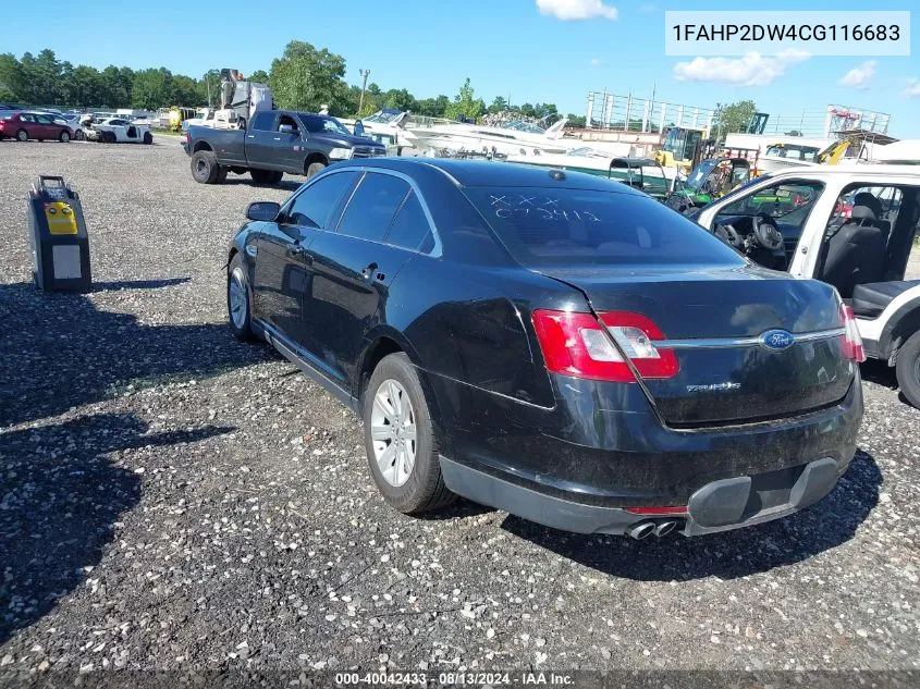 2012 Ford Taurus Se VIN: 1FAHP2DW4CG116683 Lot: 40042433